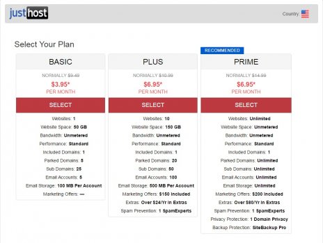 just host web hosting available plans